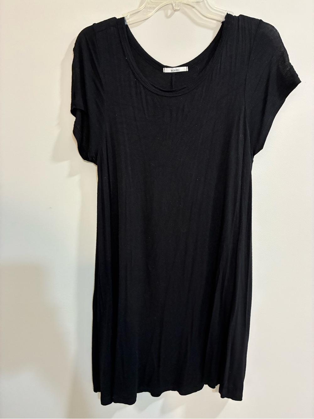 Acemi Black Short Sleeve Shift Dress Medium